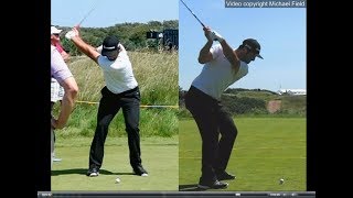 Jon Rahm golf swing  Long Iron faceon amp downtheline July 2017 [upl. by Akienahs175]