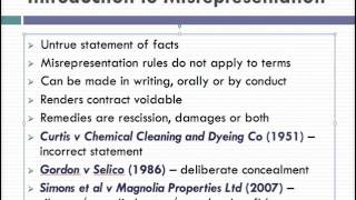 Misrepresentation Lecture 1 of 4 [upl. by Beetner912]